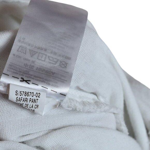Old Navy Safari Pants White L Slouchy Coastalcore Gauzy Cotton Cropped - Picture 8 of 9